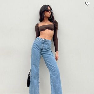 Princess Polly Becca Long Sleeve Crop Top Brown